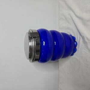 Vintage Cobalt Blue Beehive Aromic Glass Canister Spring Metal Latch Lid